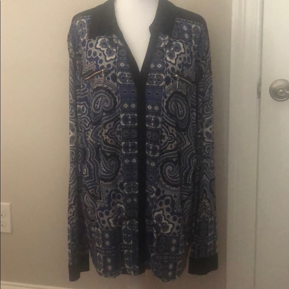 INC Paisley Zipper Top